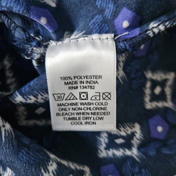 INDULGE Blue Ikat Print Shirt Dress | SZ M - Picture 10 of 10
